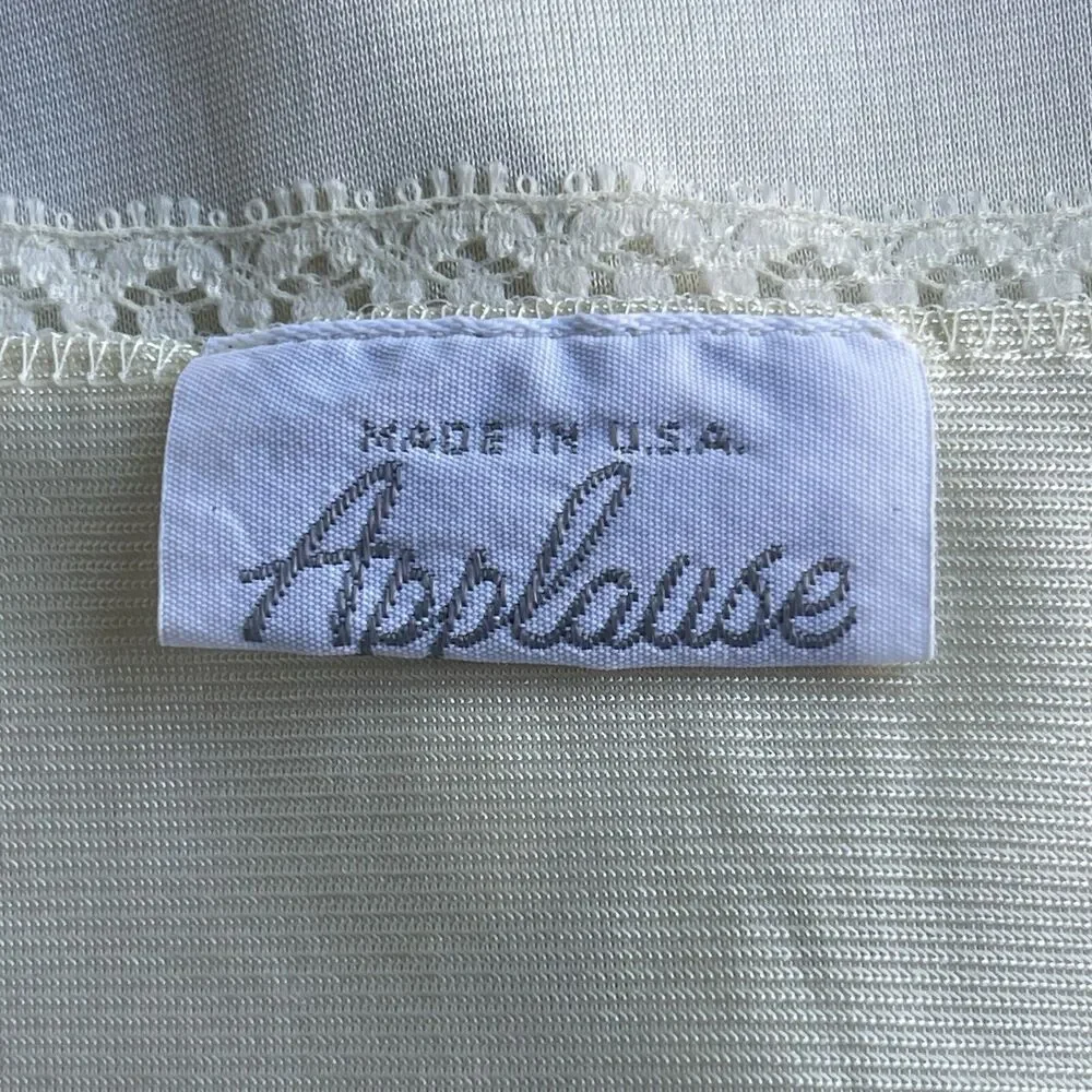 Vintage Applause Womens Y2K Camisole Small Cream‎ Lace Trim Adjustable Rose 90s